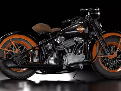 Harley Davidson Knucklehead 1936 Motorcycle Low-poly 3D model