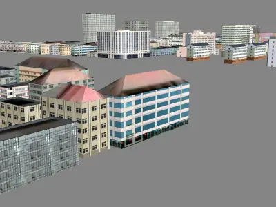 Modern urban highrise buildings building ancillary buildings 3D model buy