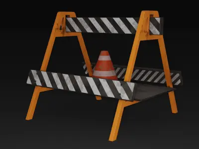 Safety Barrier Low-poly 3D model