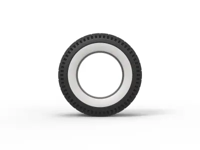 Whitewall rear tire of vintage dragster Version 6 Scale 1 to 25 3D print model