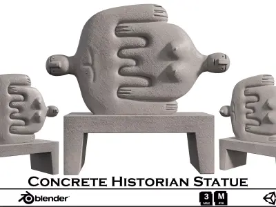 Concrete Historian Statue Low-poly 3D model