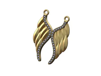 Diamond wings pendant 3D print model
