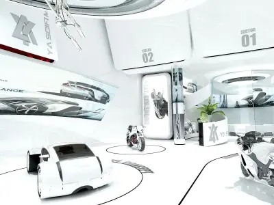 Futuristic Automotive Showroom 3D model