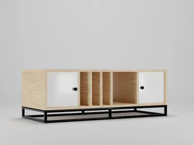 Scandinavian Wood Cabinet Low-poly 3D model