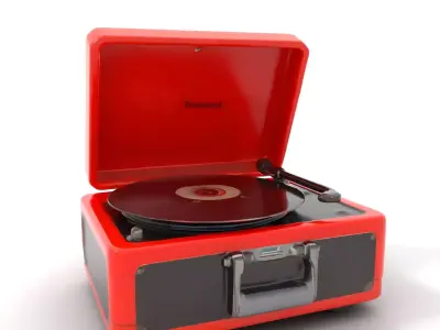 Vintage Red Turntable model pack Low-poly 3D model