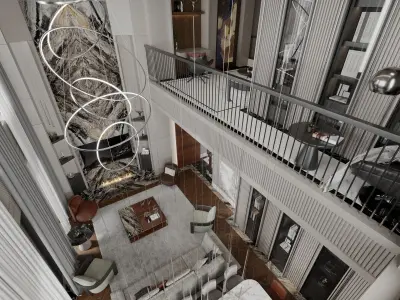 Modern Penthouse 3D Interior Scene 3D model