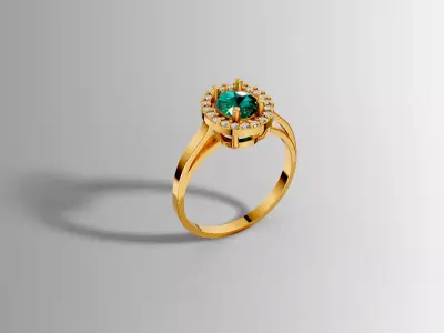 Emerald Halo Ring  Luxury Fine Jewelry CAD Model 3D print model