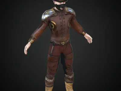  Steampunk rigged character Low-poly 3D model