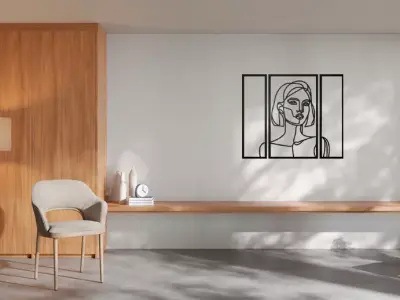 Minimalist Woman Line Art Wall Decor 3D print model