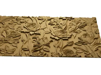 modern rose panel wall decor set relief stl mural CNC 294 3D model