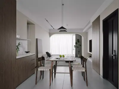 Modern living room dining room interior scenes 168 3D model
