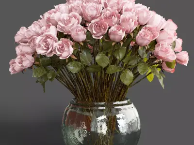 Bouquet of pink roses 3D model