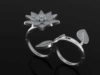 Ring and Earrings in flower style 3D print model