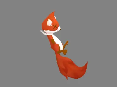 Cartoon fox doll -  hanging decoration Low-poly 3D model