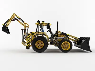 Lego Technic Backhoe Loader 3D model