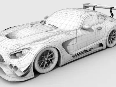 Mercedes-Benz AMG GT3 Low-poly 3D model