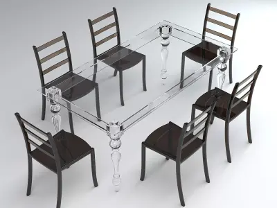 Acrylic Dining Set 3D model