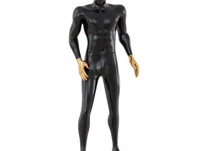 Black male mannequin with golden palms of hands 67 3D model