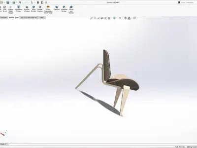 Ergonomic Wooden Chair - SolidWorks Model Low-poly 3D model
