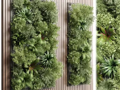 Wood frame Vertical graden wall decor box 24 3D model