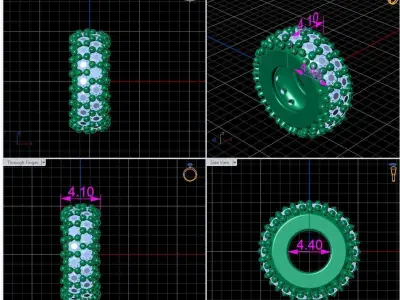 Gold Pave charm with diamonds 3D print model