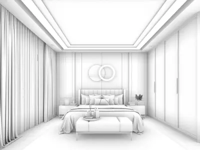  3D model of modern bedroom 3D model