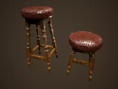 Bar Chairs - PBR Game Ready Low-poly 3D model