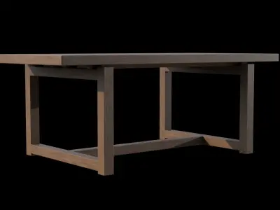 Ainsley Dining Table Pine wood Low-poly 3D model