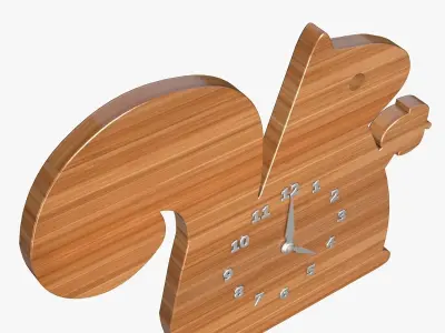 Squirrel Clock  Low-poly 3D model