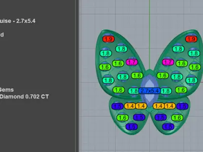 Stunning Marquise Diamond Butterfly Pendant 3D print model
