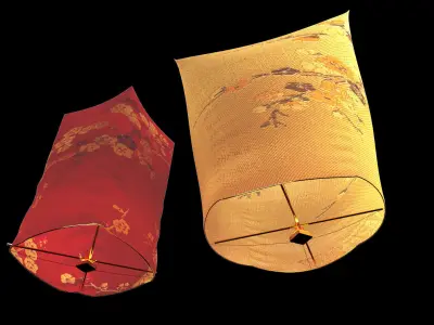 Chinese sky lantern  Low-poly 3D model
