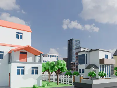 Low poly city buildings pack Low-poly 3D model