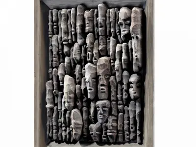 Wood faces panel decor n2 3D model