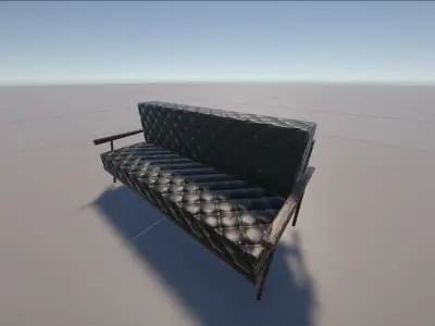 Old Mid-Century Sofa - Game-Ready Low-poly 3D model