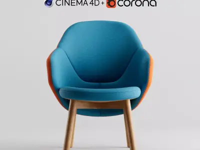 Albu Lounge Armchair By Ton C4D and Corona Renderer 3D model Low-poly 3D model