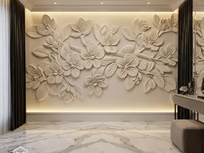 modern panel wall decor set relief stl mural CNC 284 3D model