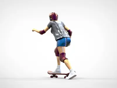 N2 Skateboarder Skateboarding with Skateboard 3D print model