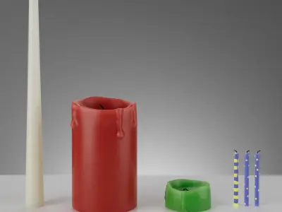 Realistic Candle Collection 3D model