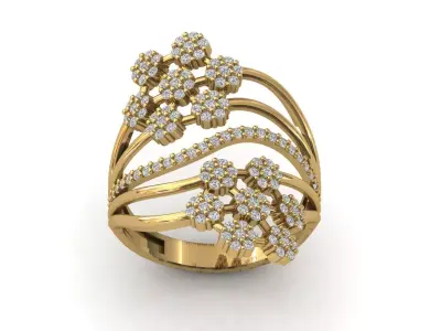 STL 3DM Print Ready Women Diamond Ring Lightweight Printable  3D print model 179