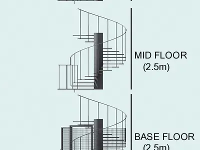 Spiral fire escape staircase 3D model