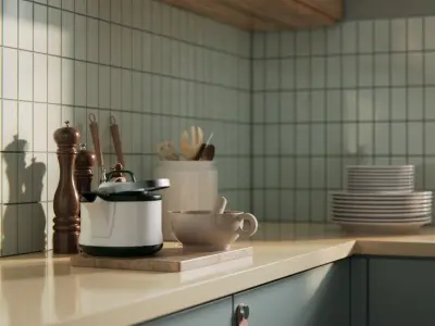 Blue Kitchen - Realistic Interior Scene 3D model