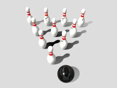Bowling Ball and Pins Low-poly 3D model