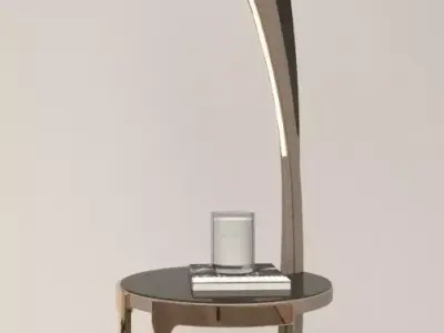 Side Table with a curved -Floor lamp Low-poly 3D model