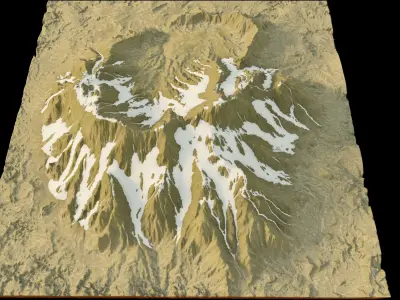 snow mountain with crater free 3d terrain model Free low-poly 3D model