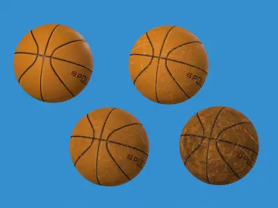 Basketball balls pack scratches Free low-poly 3D model