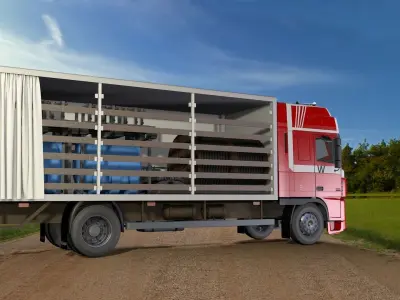 Truck with water system parts 3D model