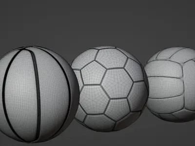 Ball Package - Basketball Football Volleyball Low-poly 3D model