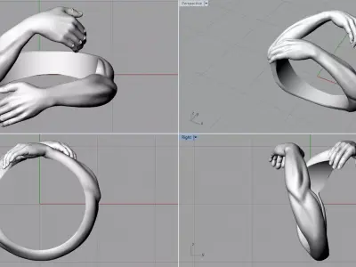 Hugging hands ring 3D print model