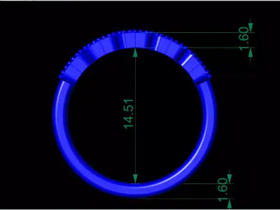 Mi grain Square Cushion Ring  Model RJ 91 3D print model