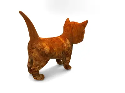 3D Red Cute cartoon Cat Rigged Low-poly 3D model
